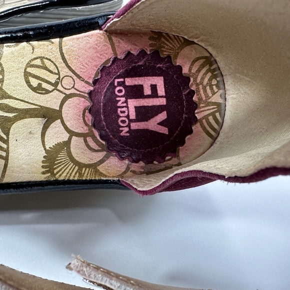Fly London Ydel Platform Wedge Sandals Women's 39 Burgundy Ankle Strap Heels - Picture 9 of 13